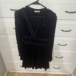 Ulla Black Ruffled silk Dress